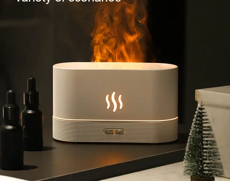 Diffuseur humidificateur à effet flamme Brume-Zen dans une ambiance chaleureuse